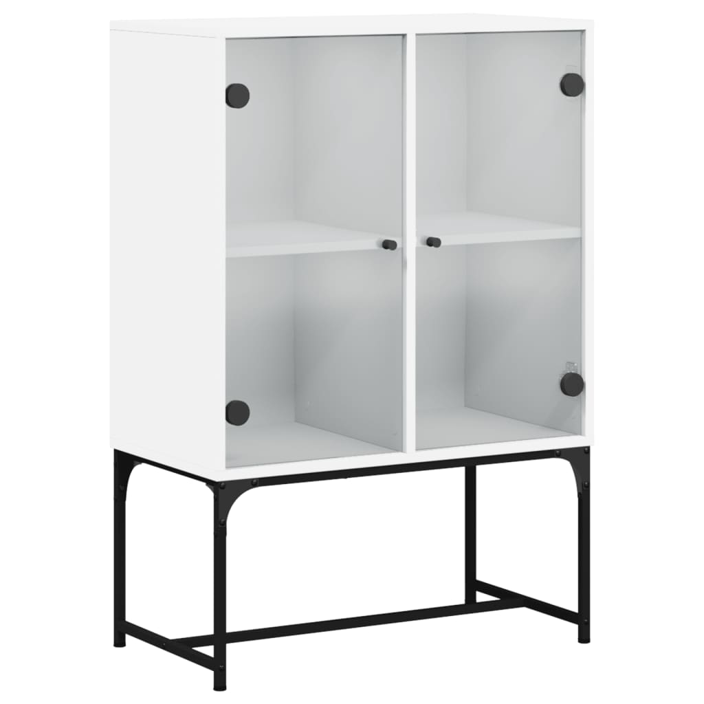 Side Cabinet with Glass Doors 69x37x100 cm White