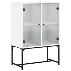 Side Cabinet with Glass Doors 69x37x100 cm White