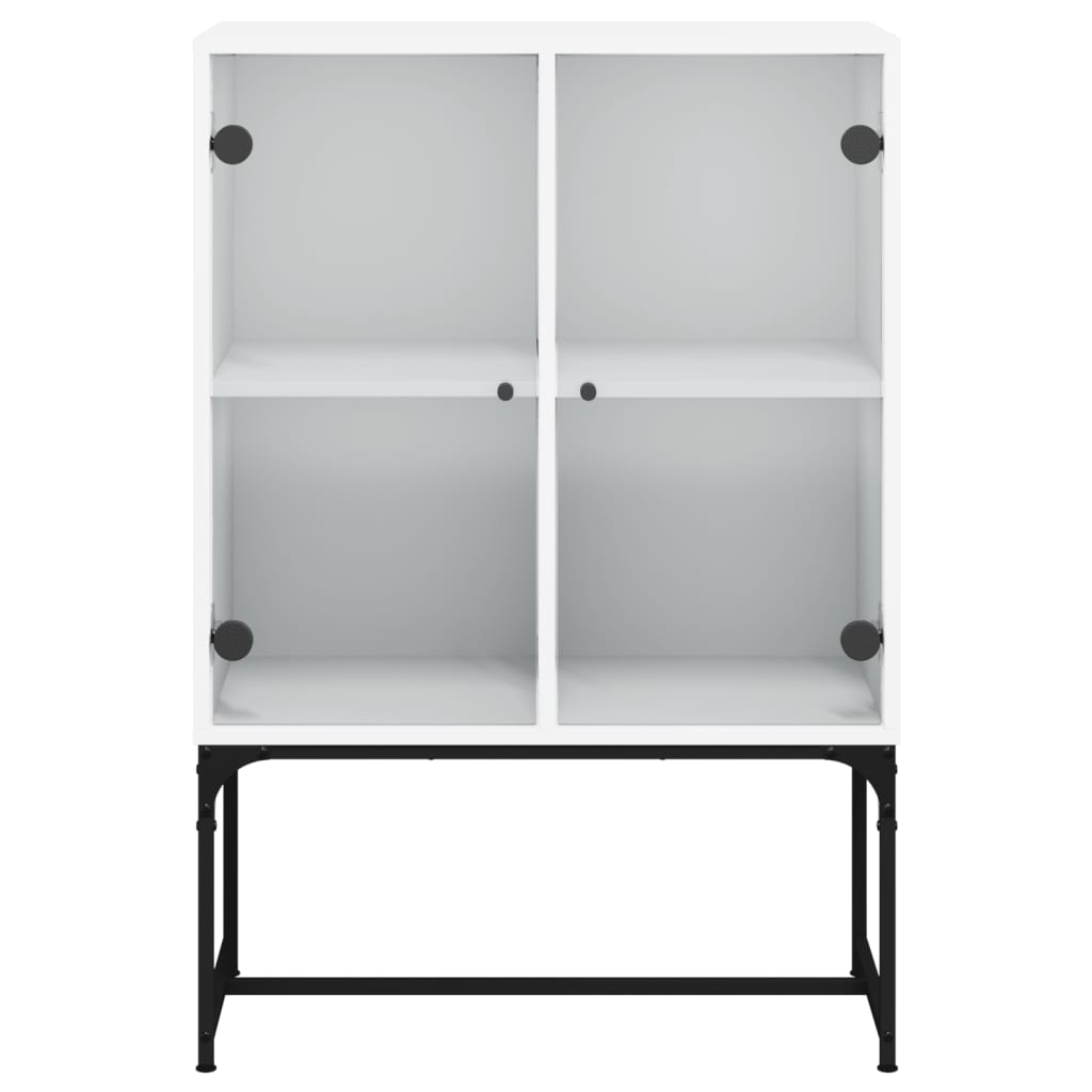 Side Cabinet with Glass Doors 69x37x100 cm White