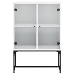 Side Cabinet with Glass Doors 69x37x100 cm White