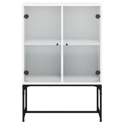 Side Cabinet with Glass Doors White 69x37x100 cm