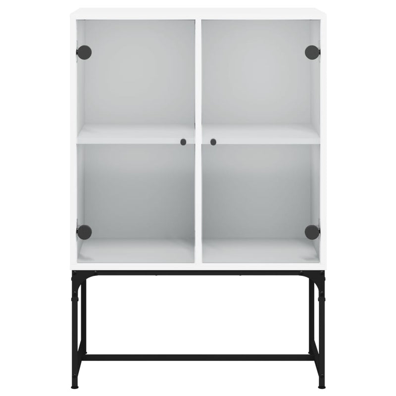 Side Cabinet with Glass Doors White 69x37x100 cm