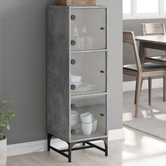 vidaXL Highboard with Glass Doors Concrete Grey 35x37x120 cm 1