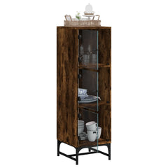 vidaXL Highboard with Glass Doors Smoked Oak 35x37x120 cm 5