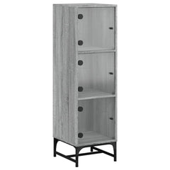 vidaXL Highboard with Glass Doors Grey Sonoma 35x37x120 cm 2