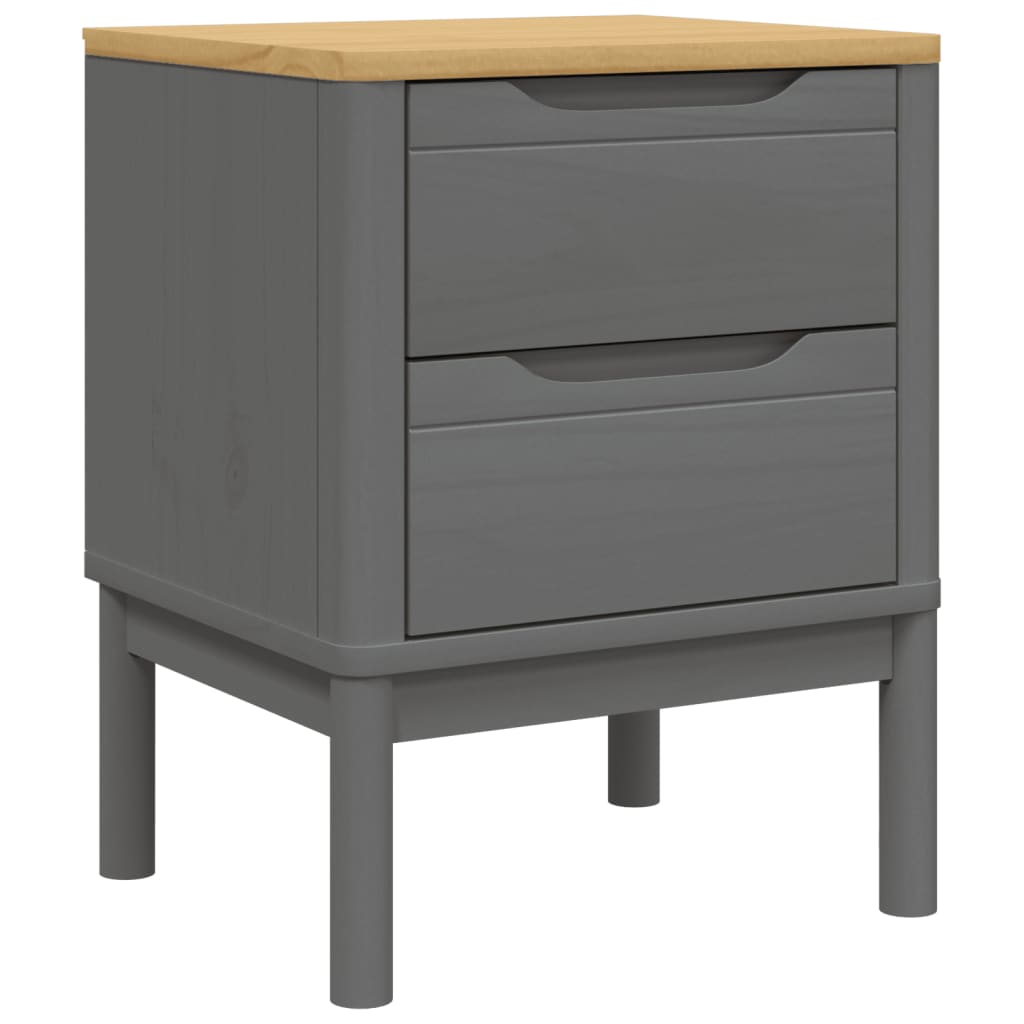 vidaXL Bedside Cabinet FLORO Grey 45x39x57 cm Solid Wood Pine 2