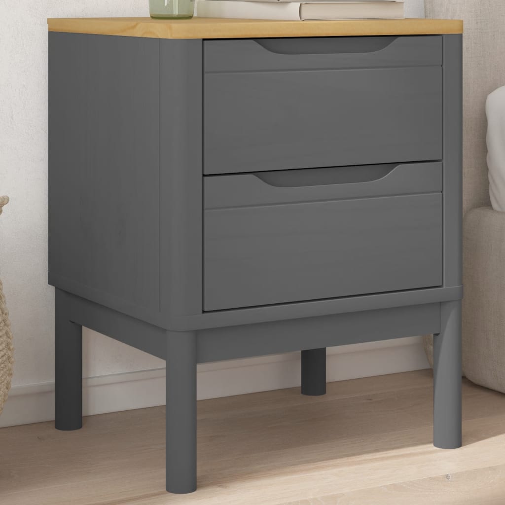 vidaXL Bedside Cabinet FLORO Grey 45x39x57 cm Solid Wood Pine 1