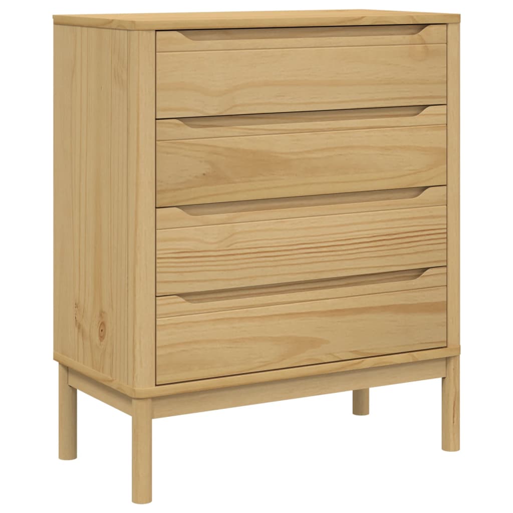 Chest of Drawers "FLORO" Solid Wood Pine Wax brown