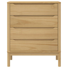 Chest of Drawers "FLORO" Solid Wood Pine Wax brown