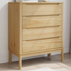 Chest of Drawers "FLORO" Solid Wood Pine Wax brown