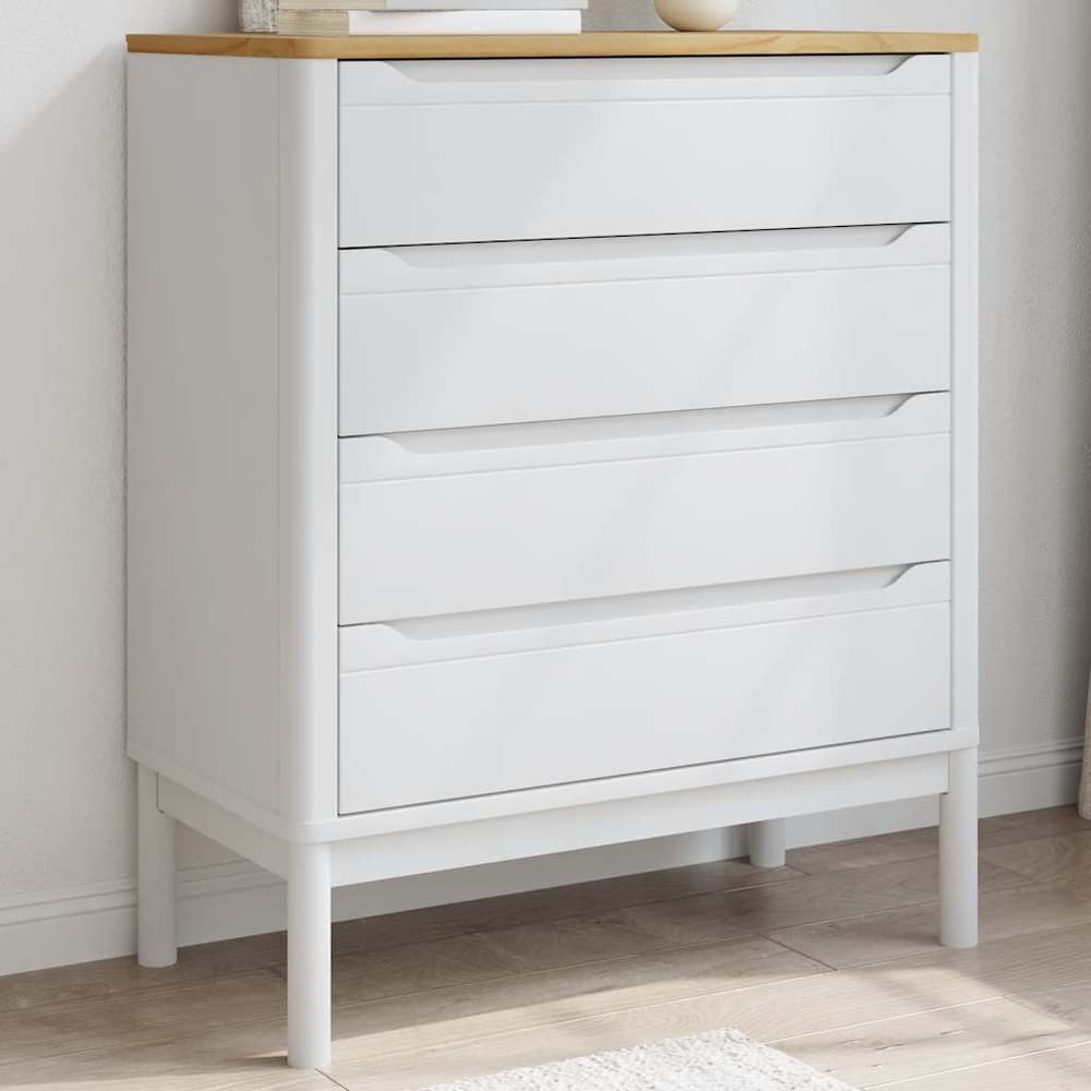 Chest of Drawers "FLORO" Solid Wood Pine White