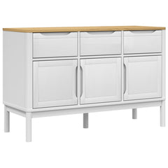 Sideboard "FLORO" 114x43x74 cm Solid Wood Pine White