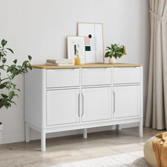 Sideboard "FLORO" 114x43x74 cm Solid Wood Pine White