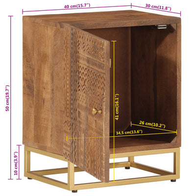 Bedside Cabinet 40x30x50 cm Solid Wood Mango and Iron