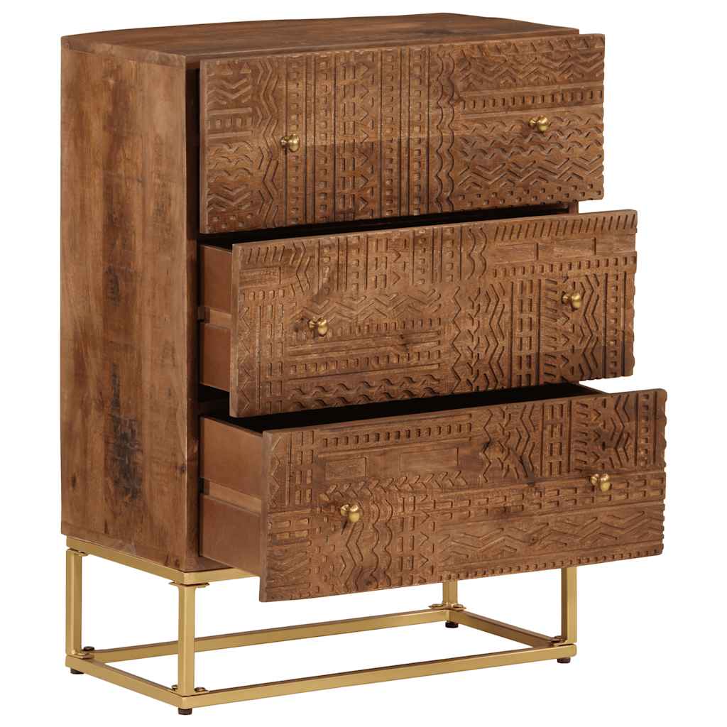vidaXL Chest of Drawers 55x30x76 cm Solid Wood Mango and Iron 2