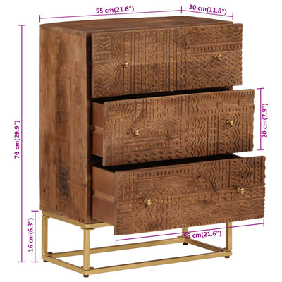 Chest of Drawers 55x30x76 cm Solid Wood Mango and Iron