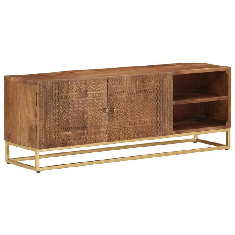 TV Cabinet 110x30x40 cm Solid Wood Mango and Iron