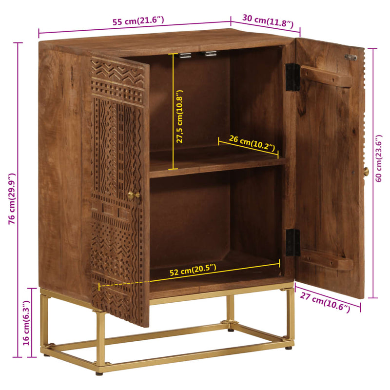 Sideboard 55x30x76 cm Solid Wood Mango and Iron