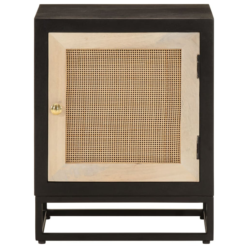 Bedside Cabinet Black 40x30x50 cm Solid Wood Mango and Iron