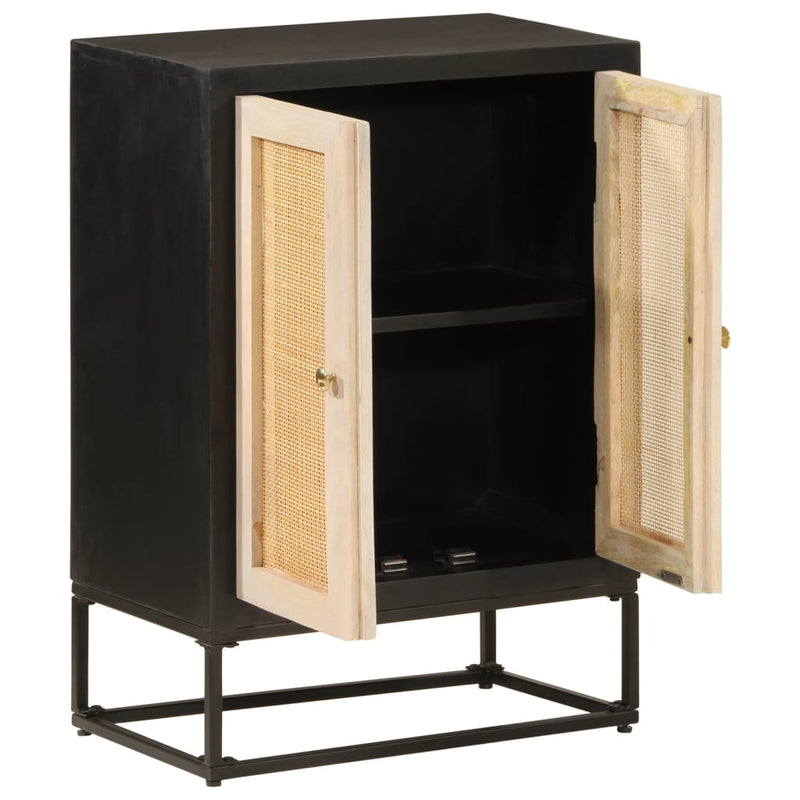 Sideboard Black 55x30x76 cm Solid Wood Mango and Iron