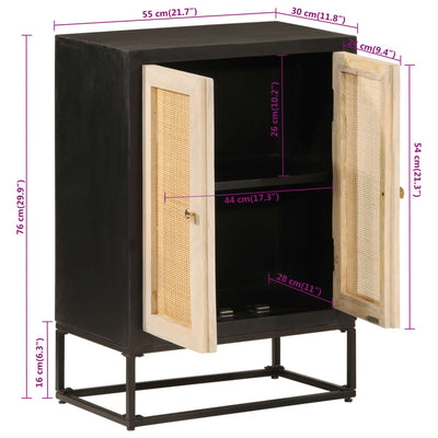 Sideboard Black 55x30x76 cm Solid Wood Mango and Iron