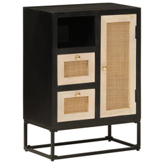 vidaXL Sideboard Black 55x30x76 cm Solid Wood Mango and Iron 1