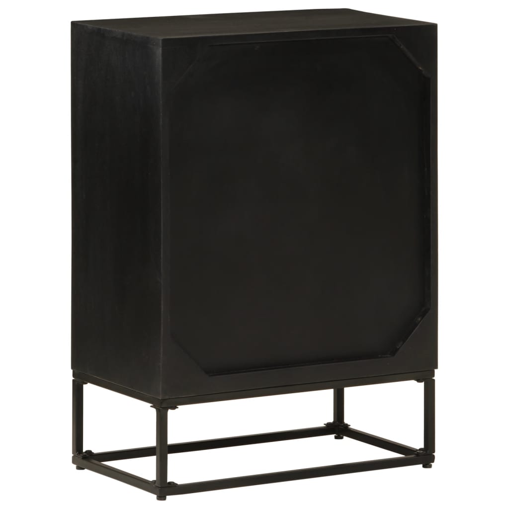 vidaXL Sideboard Black 55x30x76 cm Solid Wood Mango and Iron 4