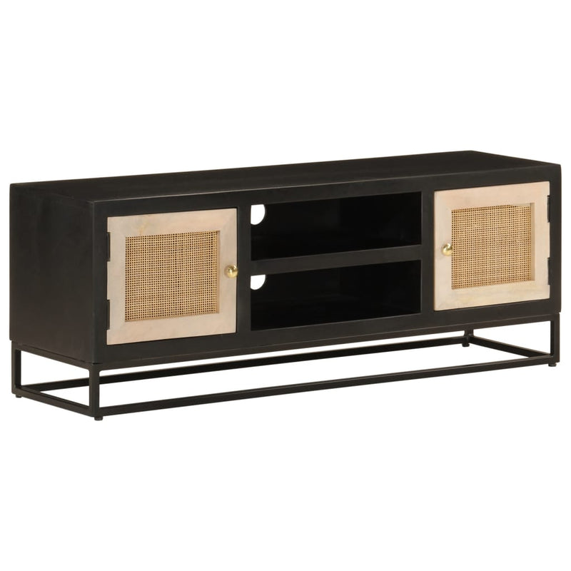 TV Cabinet Black 110x30x40 cm Solid Wood Mango and Iron