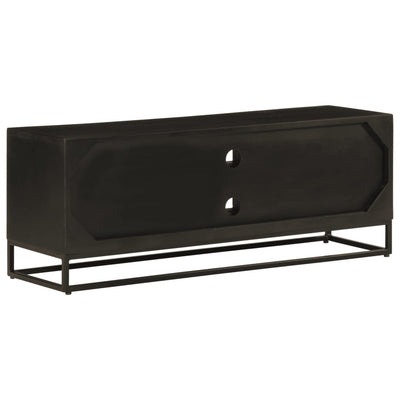 TV Cabinet Black 110x30x40 cm Solid Wood Mango and Iron