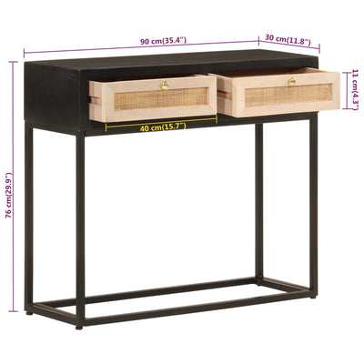 Console Table Black 90x30x76 cm Solid Wood Mango and Iron