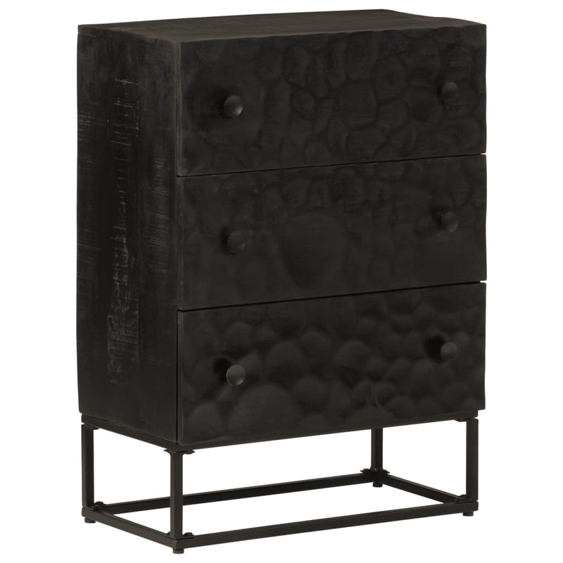 Chest of Drawers Black 55x30x76 cm Solid Wood Mango and Iron