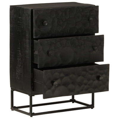 Chest of Drawers Black 55x30x76 cm Solid Wood Mango and Iron