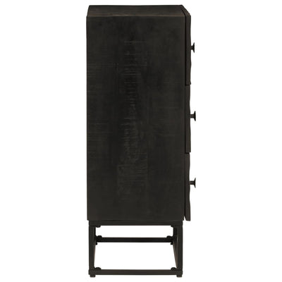 Chest of Drawers Black 55x30x76 cm Solid Wood Mango and Iron