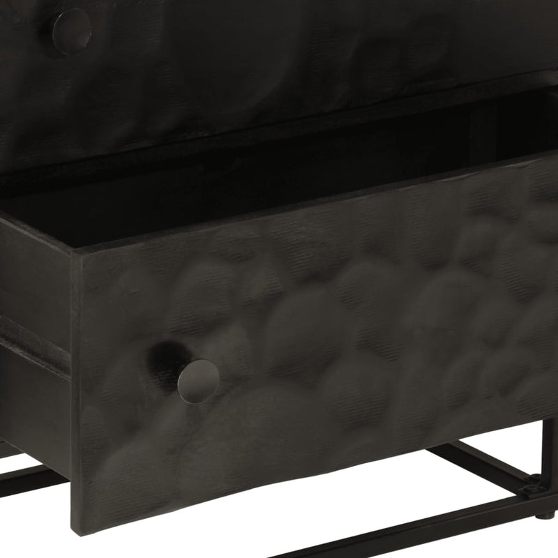 Chest of Drawers Black 55x30x76 cm Solid Wood Mango and Iron