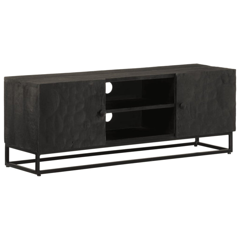 TV Cabinet Black 110x30x40 cm Solid Wood Mango and Iron