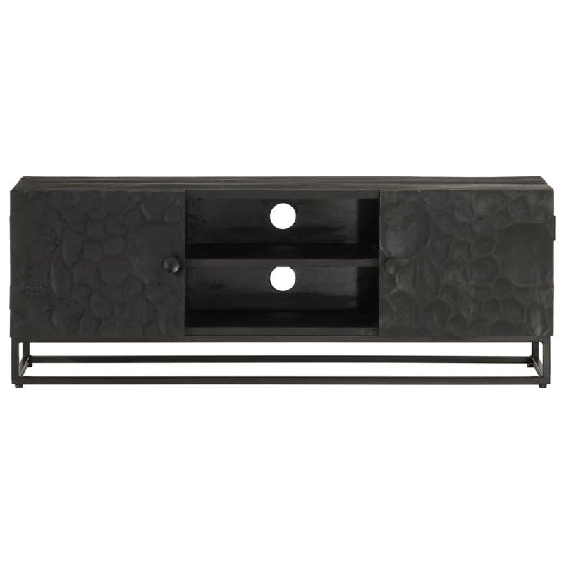 TV Cabinet Black 110x30x40 cm Solid Wood Mango and Iron