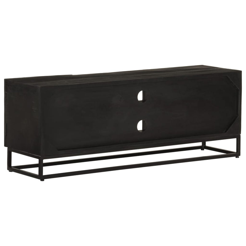 TV Cabinet Black 110x30x40 cm Solid Wood Mango and Iron