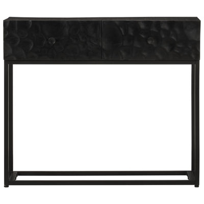 Console Table Black 90x30x76 cm Solid Wood Mango and Iron