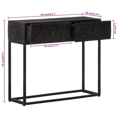 Console Table Black 90x30x76 cm Solid Wood Mango and Iron