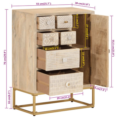 Sideboard 55x30x76 cm Solid Wood Mango and Iron