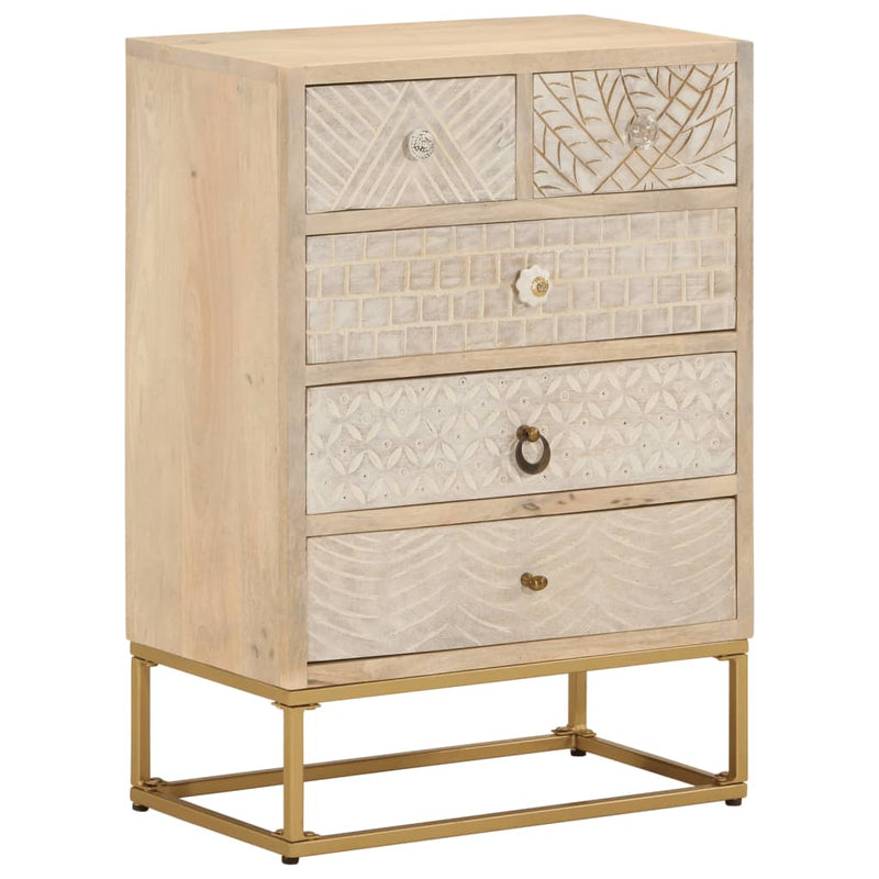 Chest of Drawers 55x30x76 cm Solid Wood Mango and Iron