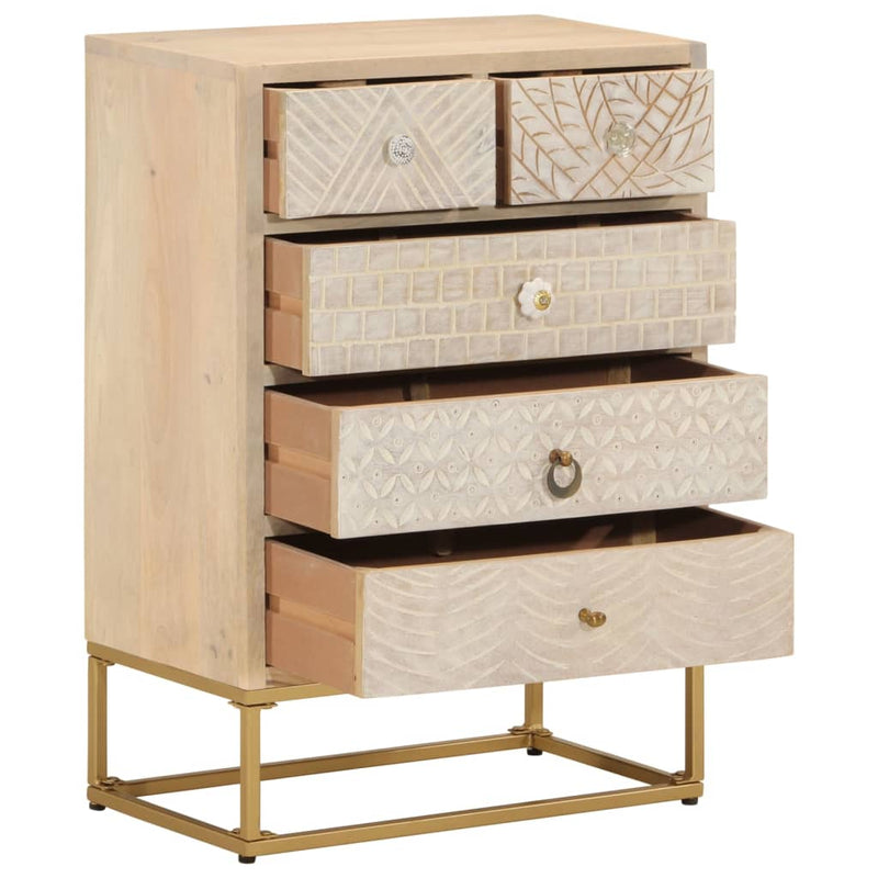 Chest of Drawers 55x30x76 cm Solid Wood Mango and Iron