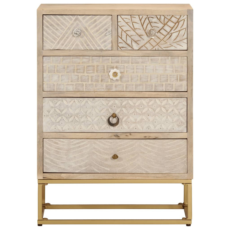 Chest of Drawers 55x30x76 cm Solid Wood Mango and Iron