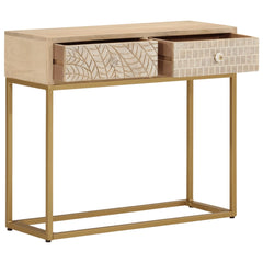 vidaXL Console Table 90x30x76 cm Solid Wood Mango and Iron 2