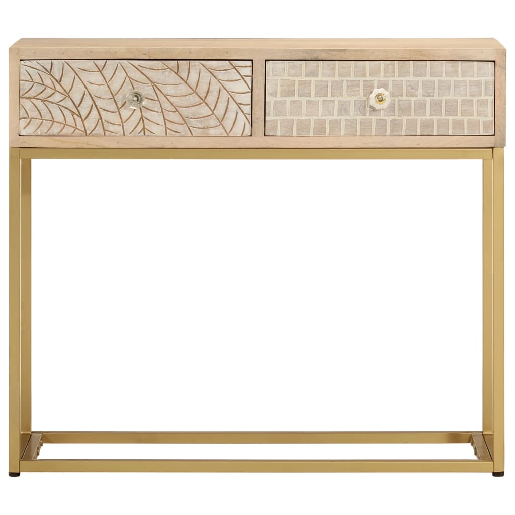 vidaXL Console Table 90x30x76 cm Solid Wood Mango and Iron 3