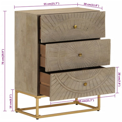 Chest of Drawers 55x30x76 cm Solid Wood Mango and Iron