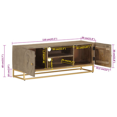 TV Cabinet 110x30x40 cm Solid Wood Mango and Iron