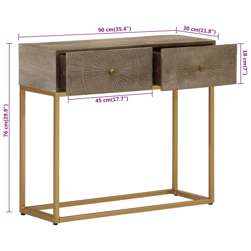 Console Table 90x30x76 cm Solid Wood Mango and Iron