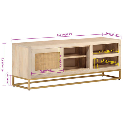 TV Cabinet 110x30x40 cm Solid Wood Mango and Iron