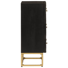 Sideboard Black Solid Wood Mango and Iron With 3 drawers